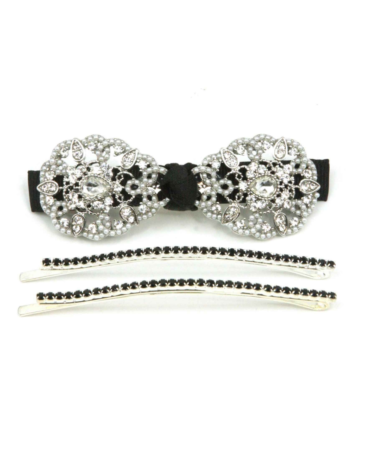 Crystal Bow Barrette Crystal Statement Bobby Pin, Set of 2 - Multi