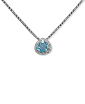 Sky Blue Topaz (2-1/5 ct tw) & White Topaz (1/4 ct tw) Pendant Necklace 17