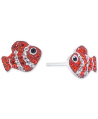 Giani Bernini - Crystal Pav&eacute; Fish Stud Earrings in Sterling Silver,