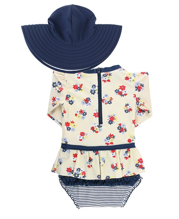 RuffleButts Baby Girls Skirted 1Piece Rash Guard Swim Hat Set Macy's