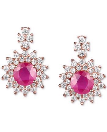 Macy's - Emerald (3/4 ct. t.w.) & Diamond (1/2 ct. t.w.) Floral Drop Earrings in 14k Gold