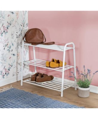 Honey Can Do 3-Tier White Matte Metal Shoe Rack