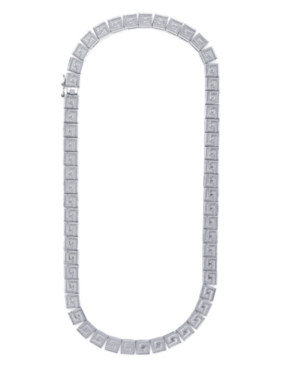 image of Diamond Accent Greek Key Link Necklace in Fine Silver Plate