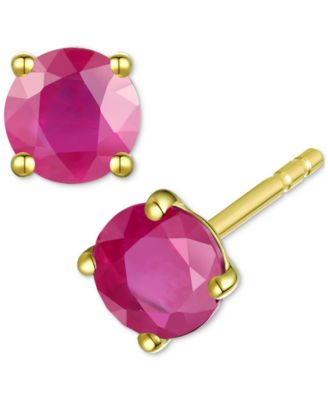 Macy's - Emerald Stud Earrings (3/4 ct. t.w.) in 14k Gold (Also in Ruby & Sapphire)