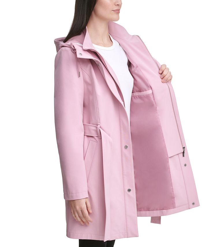 Calvin Klein Belted Hooded Raincoat & Reviews - Coats - Women - Macy's