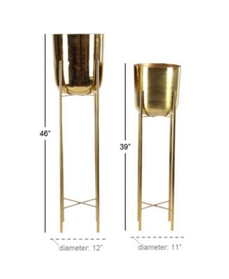 by Cosmopolitan Set of 2 Gold Metal Glam Planter, 39", 46"