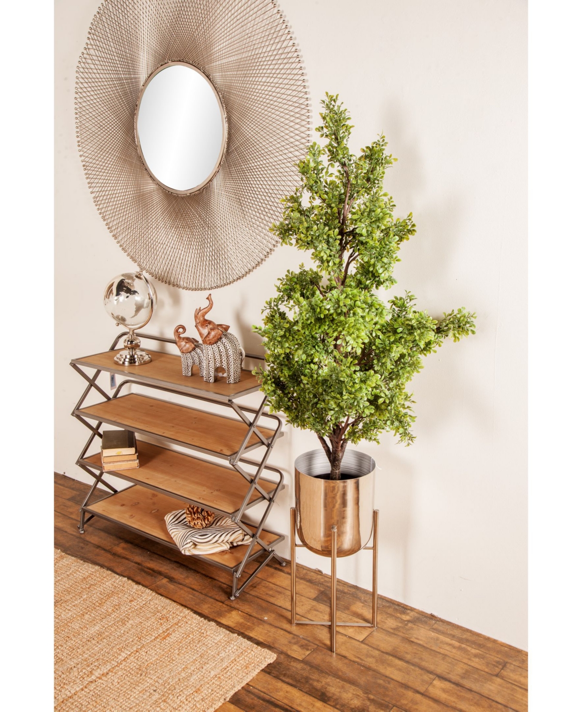 Rosemary Lane Bucket Planter With Stand, Set Of 2 In Gold-tone