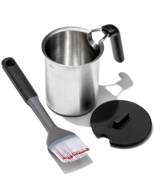 Oxo Grilling 3-pc. Basting Pot & Brush Set In Stainless Steel