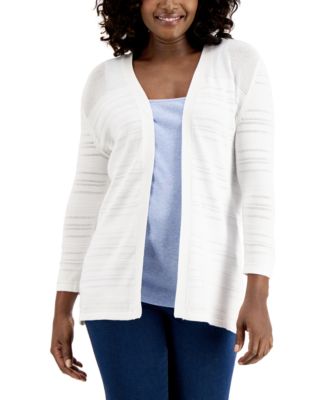 Karen Scott Pointelle-Knit Open Cardigan, Created for Macy's - Macy's