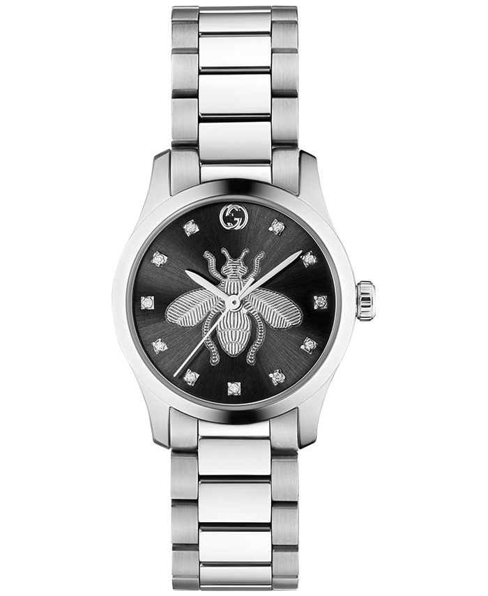 Gucci - Women's Swiss G-Timeless Iconic Diamond (1/20 ct. t.w.) Stainless Steel Bracelet Watch 27mm