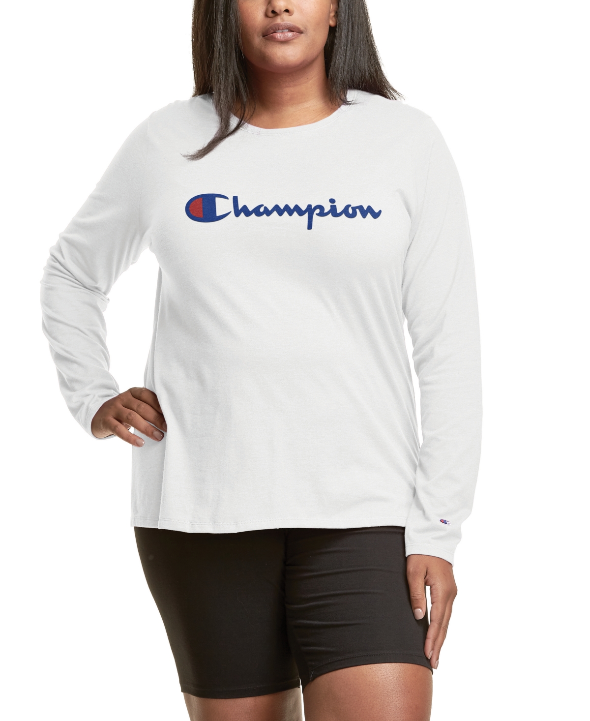 Champion Plus Size Long-Sleeve Logo T-Shirt