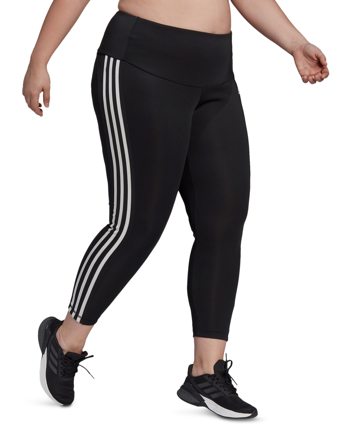  adidas Plus-Size Designed 2 Move High-Rise 3-Stripes 7/8 Sport Tights