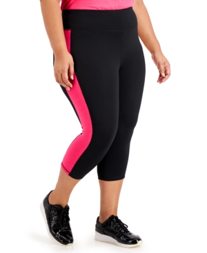 Ideology Plus Size Colorblocked Capri Leggings Created for Macy's