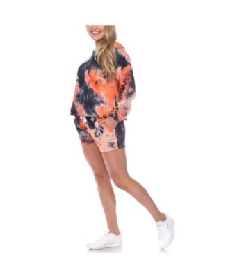 Women's Tie Dye Lounge Top Shorts Set, 2-Piece