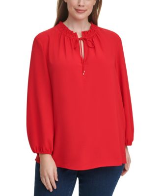 macys red blouses