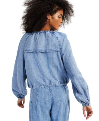 INC International Concepts Drawstring-Waist Denim Bomber Jacket ...