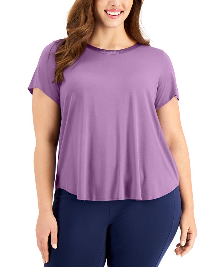 Top Femme Alfani En Rayon - Manches Courtes, Encolure Ronde, Finition Satin - Taille XS Noir - NEUF Avec étiquette