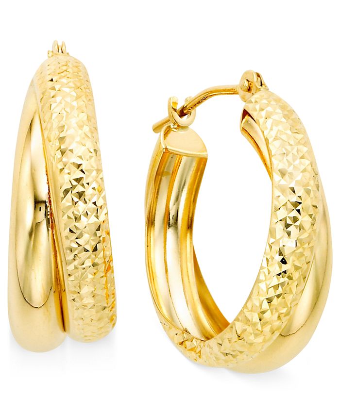 Diamond Fascination - 10k Gold Double Hoop Earrings