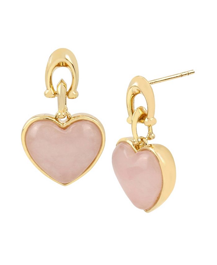 COACH Carved Rose Quartz Heart Drop Earrings & Reviews - Earrings 
