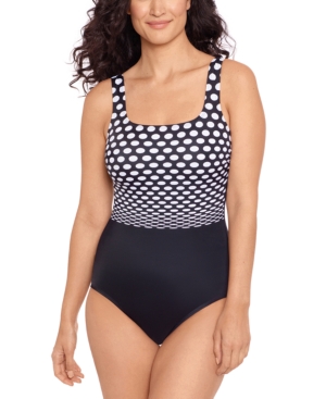 Reebok Covered In Dots One-piece Swimsuit Women's Swimsuit In Black/white