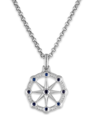 Esquire Men's Jewelry Blue Sapphire (1/2 Ct. T.w.) & White Sapphire (1/2 Ct. T.w.) North Star 22" Pendant Necklace, Create In Silver
