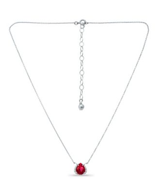 Lab Grown Ruby and Cubic Zirconia Accent Necklace