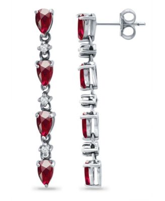 Created Ruby and Cubic Zirconia Linear Drop Earrings