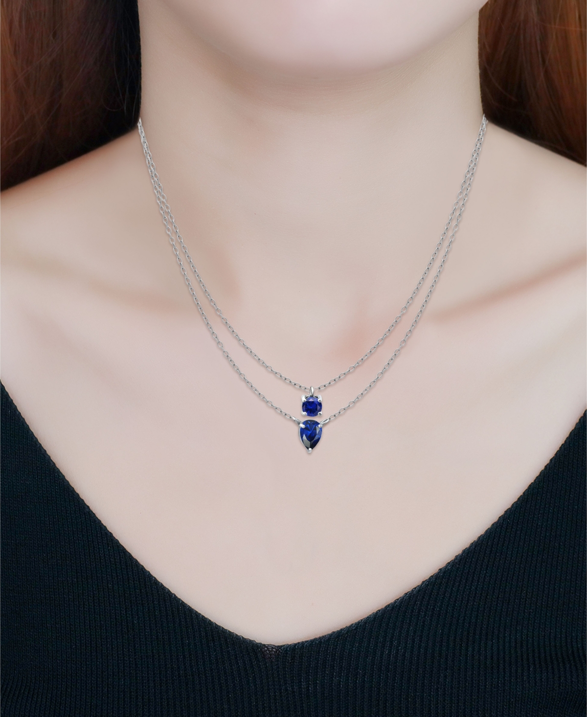 Giani Bernini Simulated Blue Sapphire Pendant Set, 2 Piece - Dark Blue