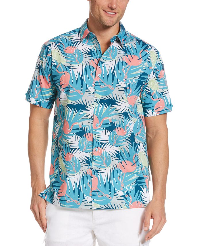 Cubavera Men's Flamingo Palm-Print Poplin Shirt - Macy's