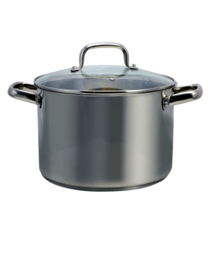 Oster Adenmore 8 Quart Stock Pot With Tempered Glass Lid In Silver-tone