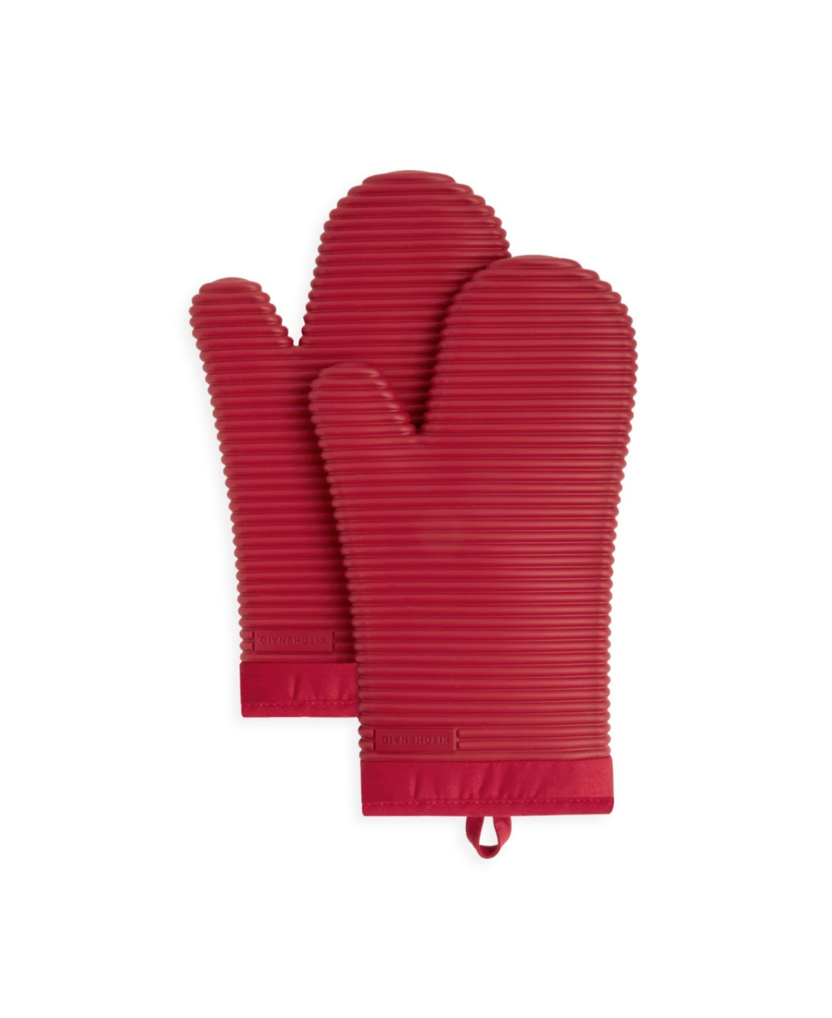 Ribbed Soft Silicone 2-Pc. Oven Mitt Set - Passion Red