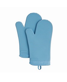 Ribbed Soft Silicone 2-Pc. Oven Mitt Set