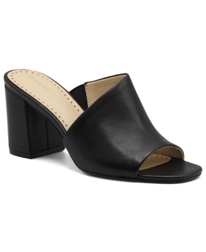 Adrienne Vittadini Women's Albi Block Heel Slide Sandals Women's Shoes In Black