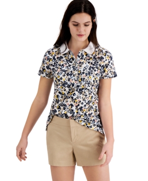 Tommy Hilfiger Embroidered-Logo Printed Polo Top