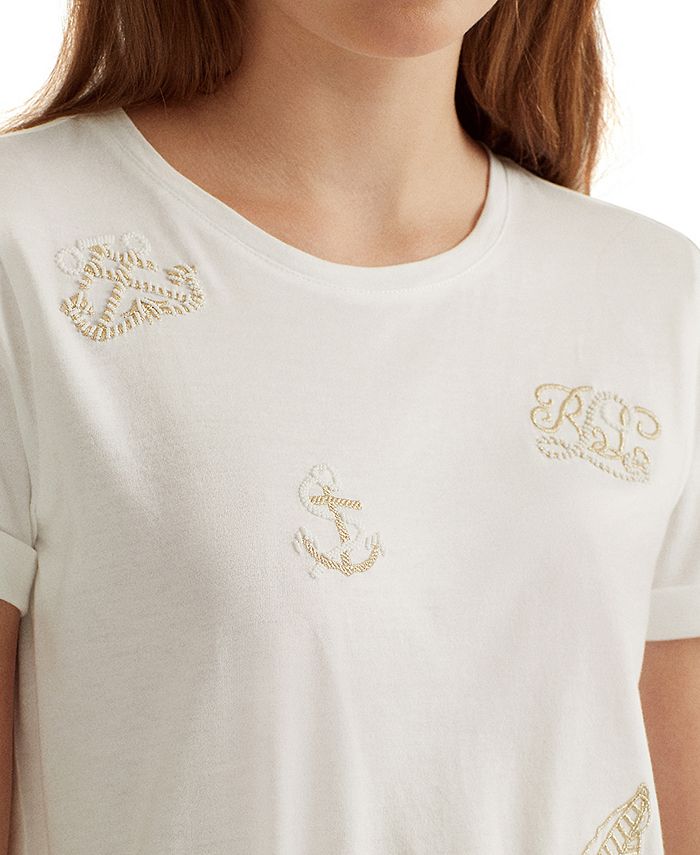 Lauren Ralph Lauren Embellished Nautical-Inspired T-Shirt & Reviews ...