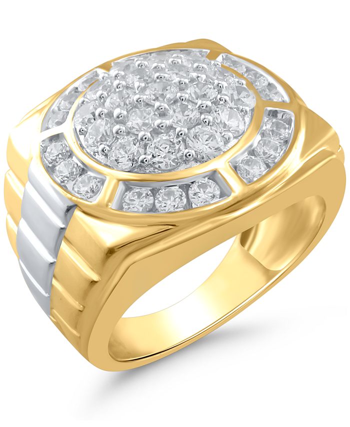 Macy's - Men's Diamond Round Cluster Ring (2 ct. t.w.) in 10k Gold & White Gold