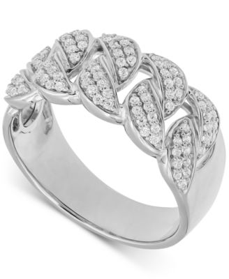 Macy's - Men's Diamond Chain Link Ring (1/2 ct. t.w.) in 10k White or Yellow Gold