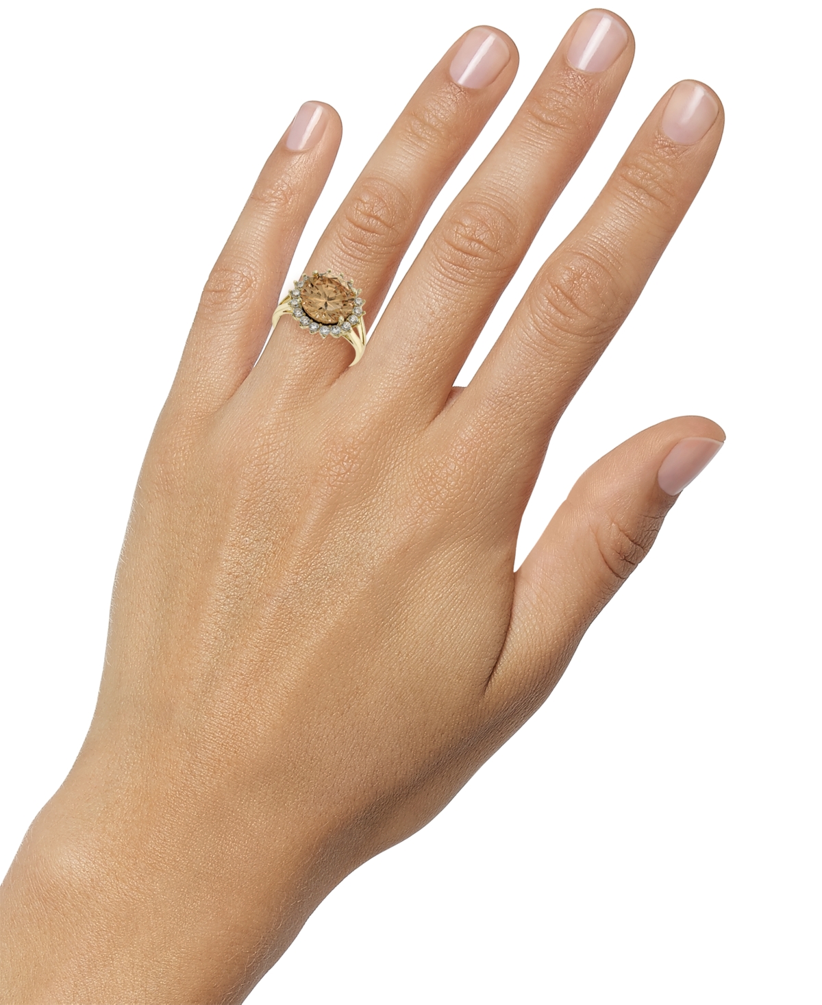 Shop Charter Club Gold-plate Cubic Zirconia Split Halo Ring, Created For Macy's In Silver