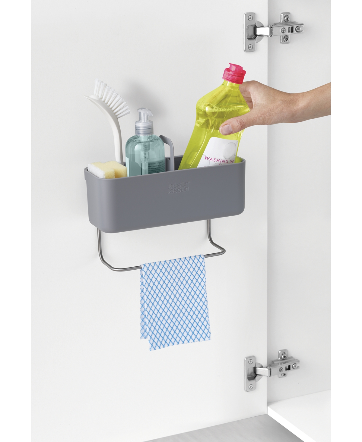 Joseph Joseph Doorstore In-cupboard Sink Tidy In Grey