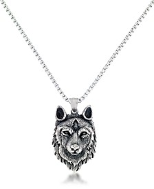 Men's Wolf Head 24" Pendant Necklace in Stainless Steel