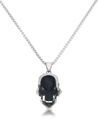 Men's Cubic Zirconia Pirate Skull 24" Pendant Necklace in Stainless Steel