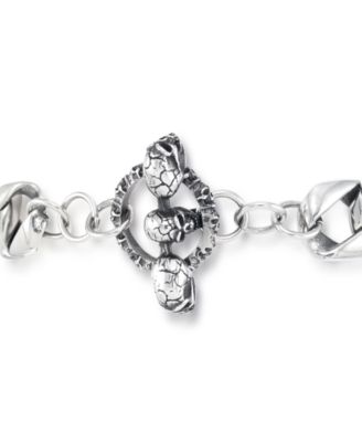 Men's Ornamental Skull Curb Link Bracelet in Stainless Steel