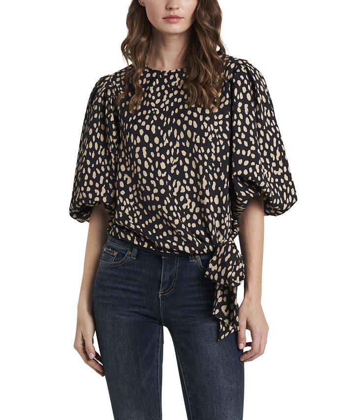Vince Camuto Women's Animal Impression Smock Sleeve Blouse