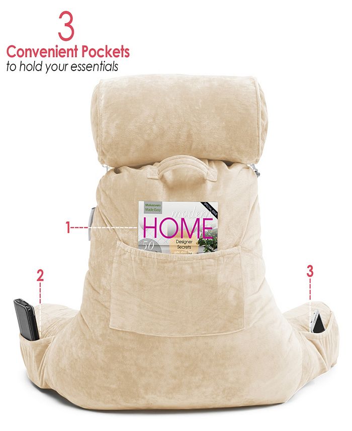 Nestl Reading Backrest Pillow Cover and Detachable Neck Roll Pillow