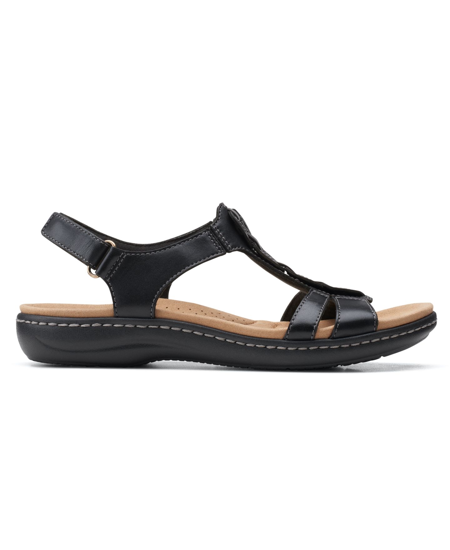 Женские сандалии Clarks Laurieann Kay T-strap Slingback, цвет: Чёрный кожаный — фото 2