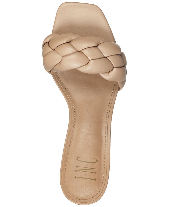brown woven slide sandals