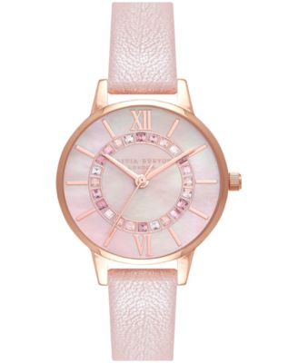 Olivia Burton - Women's Wonderland Blush Leather Strap Watch 30mm