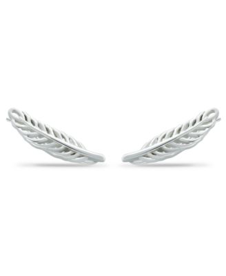 Feather Ear Crawler Earrings in 18k Gold Over Sterling Silver or Sterling Silver