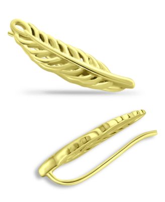 Feather Ear Crawler Earrings in 18k Gold Over Sterling Silver or Sterling Silver