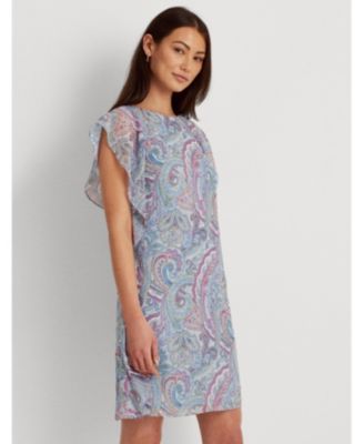 Lauren Ralph Lauren Petite Ruffled Georgette Shift Dress